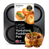 Wrenbury yorkshire pudding pan top view showing large 4-inch cups for big yorkshires