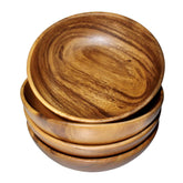 WRIGHTMART acacia wood bowls set of four showcasing natural grain for rustic dining