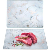 WRINGKIT marble-pattern glass cutting board with elegant white and gold veins for stylish prep.