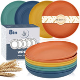 Wrova Wheat Straw Plates 8-inch front view, durable everyday use.