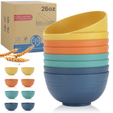 Wrova 26oz wheat straw bowls set for family meals, durable and BPA-free
