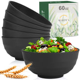 Wrova black wheat straw bowls, 60oz, set of six, ideal for everyday meals