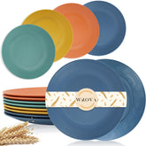 Wrova wheat straw dinner plates 10 inch stacked for space-saving dining