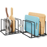 WUGEUSCH space-saving rack with 5 slots keeps thin pans within reach for easy prep