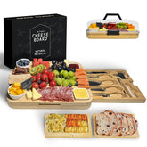 Wulumi charcuterie board with lid enables portable entertaining and freshness