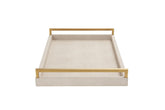WV Ivory Shagreen Tray top view with gold handles, sturdy and stylish for daily use
