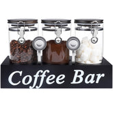 WYTAOHZL 3PCS glass coffee containers with shelf and 54 oz capacity.