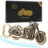 WZLEMOM motorcycle bottle opener in chrome finish, ideal for home bars and gatherings