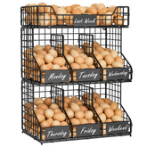 X-cosrack egg holder on countertop for organized weekly storage.