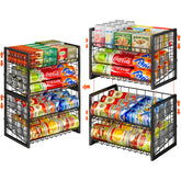 X-cosrack stackable can rack assembly enhances pantry organization and accessibility.