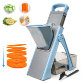 XAYCDEHN Upgrade Safe Mandoline Slicer Plus with feeder port for fast, even slices.