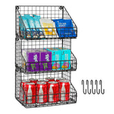 X-cosrack 3-tier stackable snack organizer on a countertop for quick access.