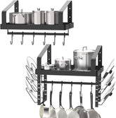 X-cosrack pot racks wall-mounted set 2 offering versatile cookware organization and space saving.