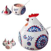 XIEFFICH blue rooster spice jar with lid for convenient salt storage