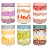 Xileanalee overnight oats containers in a 6-pack keep breakfast prep ready and neatly organized.