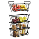 XILIDIA stackable wire baskets shown in a modular layout for flexible pantry organization.