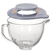 XINBOOGQ 5QT glass bowl with lid for KitchenAid tilt-head mixers, easy spill control.