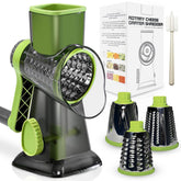 XinM rotary cheese grater with handle for safe, hands-free shredding.