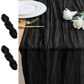 Xiomot 2pc black cheesecloth table runner for elegant 10ft wedding decor
