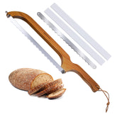 XJHEYLZ sourdough bread knife with wooden bow design for even slices.