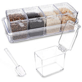 XJMWXHFC clear seasoning box 4-piece set on kitchen counter for organized spices