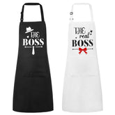 XLSXEXCL The Boss apron front view, a bold kitchen statement for couples who cook together.