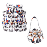 XLSXEXCL egg apron with deep pockets keeps eggs secure during harvest.