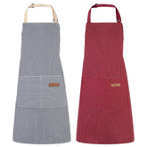 XLSXEXCL striped apron front view with two pockets for easy access