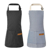 XLSXEXCL stripes kids apron blue front view protects clothes during cooking