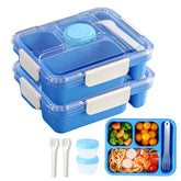 XMMEYU bento box blue front view highlights compact, portable lunch solution.