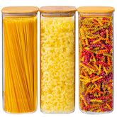 Xoniwis 73oz square pasta jar with lid for spaghetti storage.