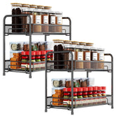 Xpatee Spice Rack Organizer on a clean countertop showing two-tier storage for easy spice access
