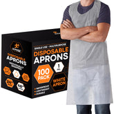 Xpose Safety 100 White Apron in packaging offers convenient mess-free setup.