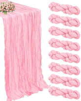 Xuehua 8-pack pink cheesecloth runners laid out for long-table decor.
