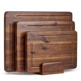 Xushro three-pack acacia boards stacked for easy storage and prep.