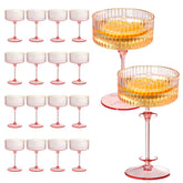 XUWAIDSGN pink champagne glasses with gold rim, durable for celebrations