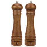 XWXO oak-wood-salt-pepper-grinder-set shown, ideal for table seasoning.