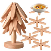 XXSURXX wooden tree coaster set 4 protecting surfaces with natural finish.