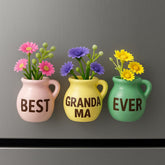 YACO STORE mini vase magnet in pink on fridge with lifelike blooms.