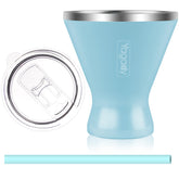 Yagady martini tumbler in blue with lid and straw for on-the-go cooling.