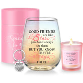 Yalucky good friend wine glass in gift box for birthdays.
