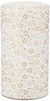 Yamaco Pokkan tea tin canister with Sakura pattern and airtight double lid preserves freshness