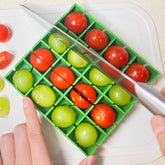 Yamteck Grapes Cherry Tomatoes Cutter top view shows 16-grid fast prep