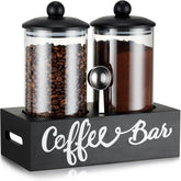 Yangbaga glass coffee canisters with shelf on a kitchen counter for organized storage