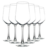 YANGNAY 6-pack wine glasses, clear glass, enhances wine color presentation.