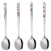 YAPULLYA Korean soup spoon with a flower pattern for daily use.