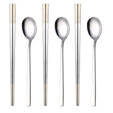 YAPULLYA reusable Korean chopstick and spoon set with long handles for comfortable daily dining.