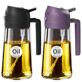 YARRAMATE olive oil sprayer in front view reveals a clear 470 ml glass bottle for easy monitoring.