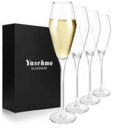 Yaschmo champagne flutes with tulip design highlighting bubbles for sophisticated toasts