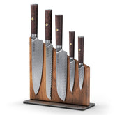 Yatoshi Knives magnetic block on counter keeps blades secure and accessible.